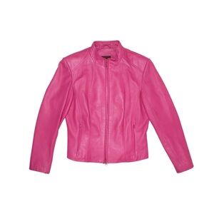 Danier pink leather fitted jacket